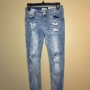 Indigo Rein Light Blue Distressed Skinny Jeans Women’s 5